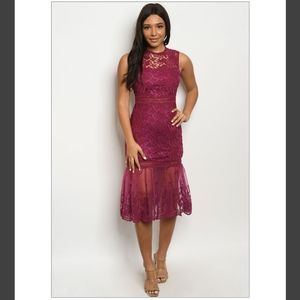 Nwt Plum Lace Tulle Dress Size S,M,L Formal